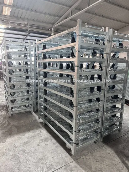 Galvanized Greenhouse Steel Metal Rolling Nursery Transport Flower Greenhouse Garden Display Cart