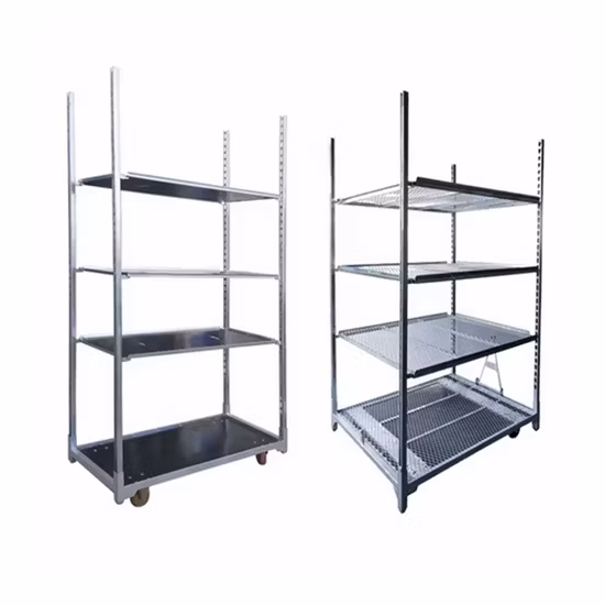 Galvanized Greenhouse Steel Metal Rolling Nursery Transport Flower Greenhouse Garden Display Cart