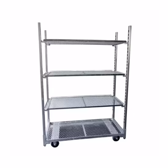 Galvanized Greenhouse Steel Metal Rolling Nursery Transport Flower Greenhouse Garden Display Cart